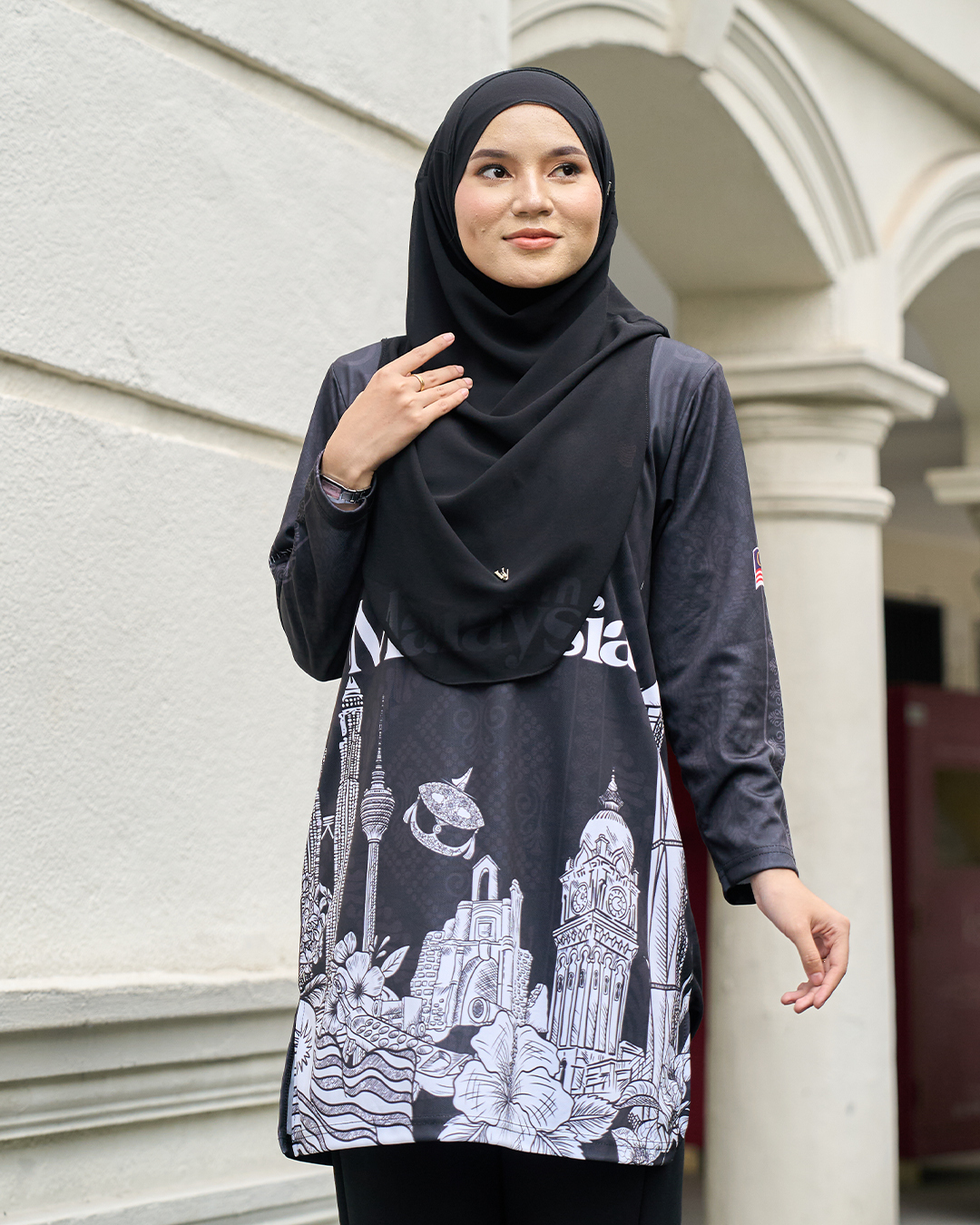 Muslimah Jersey Jiwa Merdeka - Perkasa Black