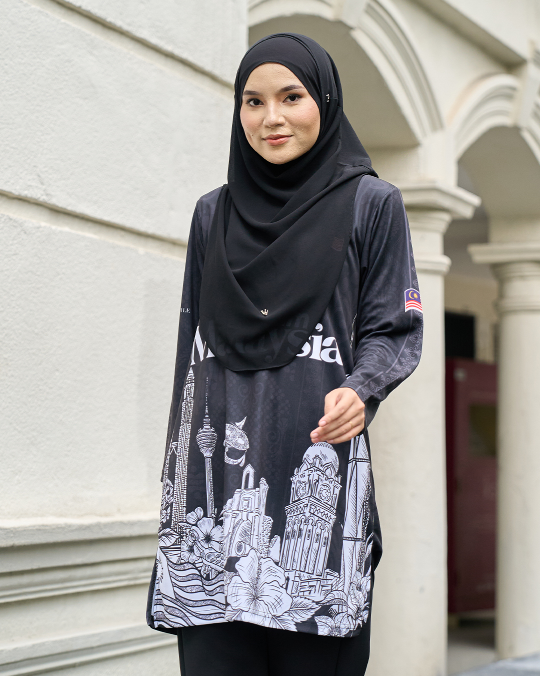 Muslimah Jersey Jiwa Merdeka - Perkasa Black