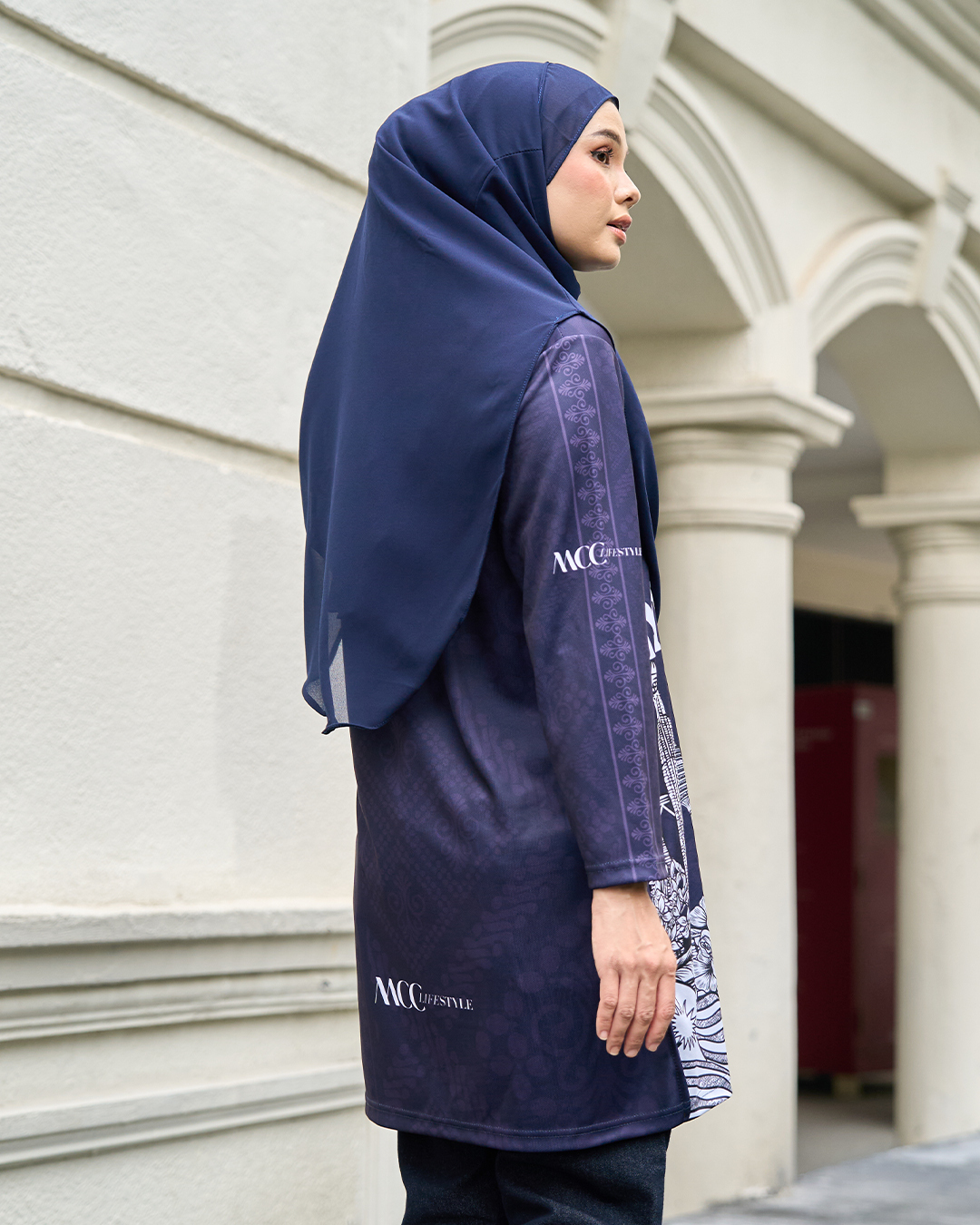 Muslimah Jersey Jiwa Merdeka - Warisan Navy Blue