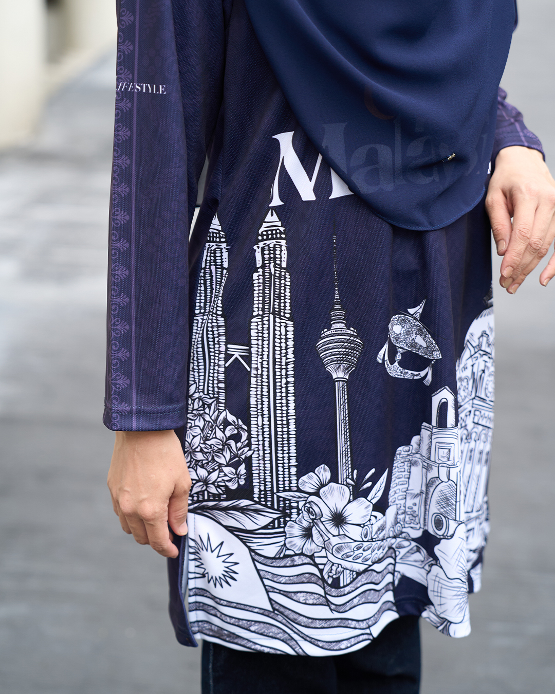 Muslimah Jersey Jiwa Merdeka - Warisan Navy Blue