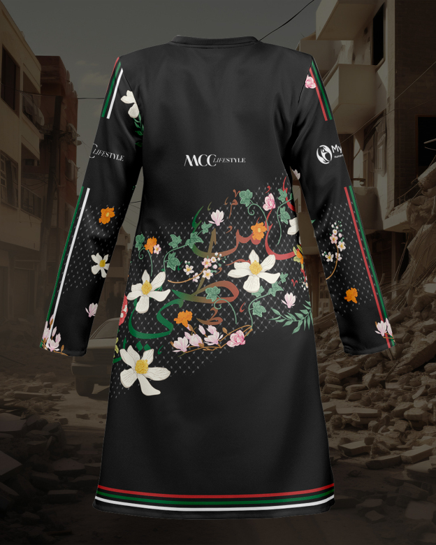 Muslimah Jersey MCC Lifestyle X MyCare - Palestine Khat Black