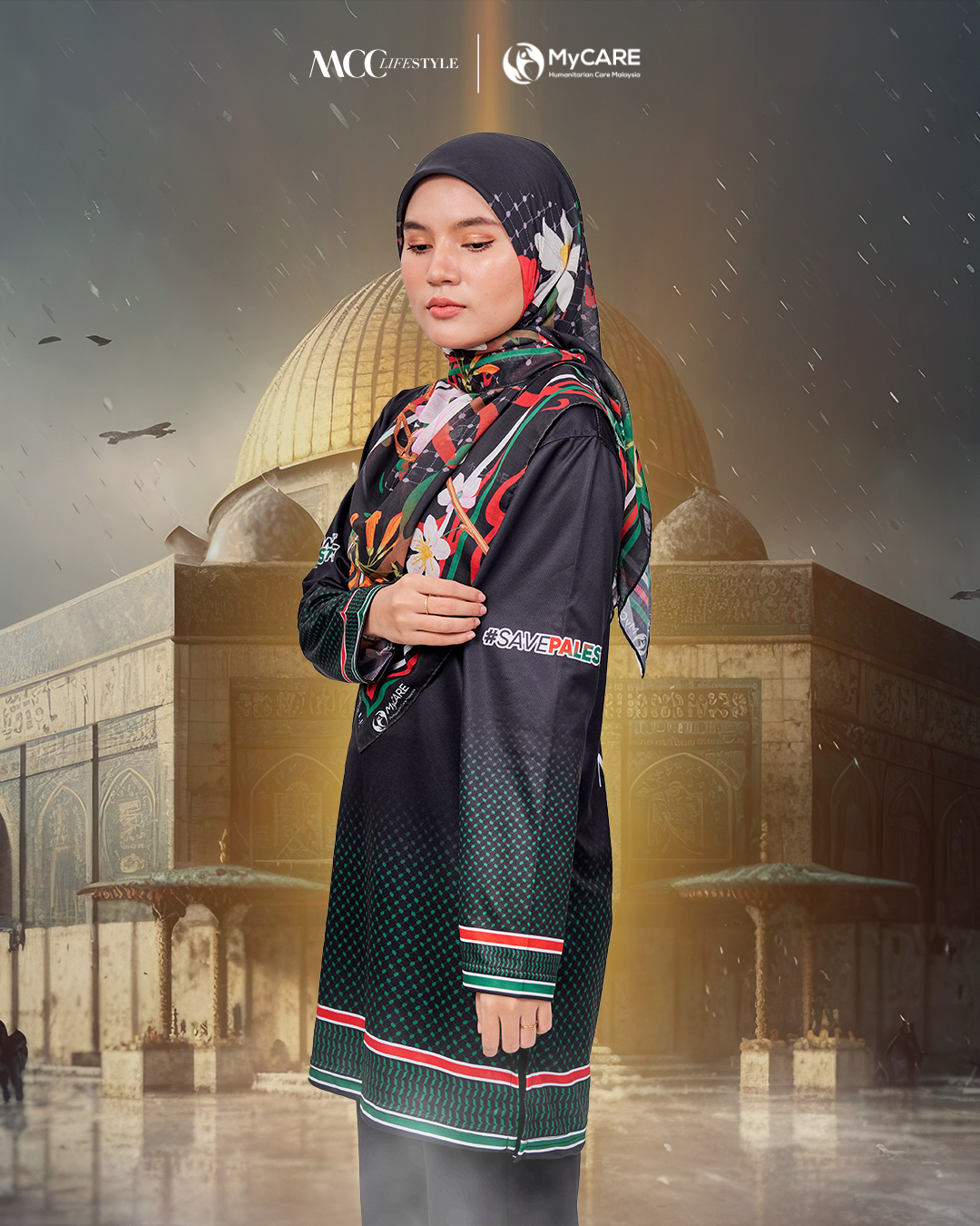 Muslimah Jersey MCC Lifestyle X MyCare - Keffiyeh Palestine