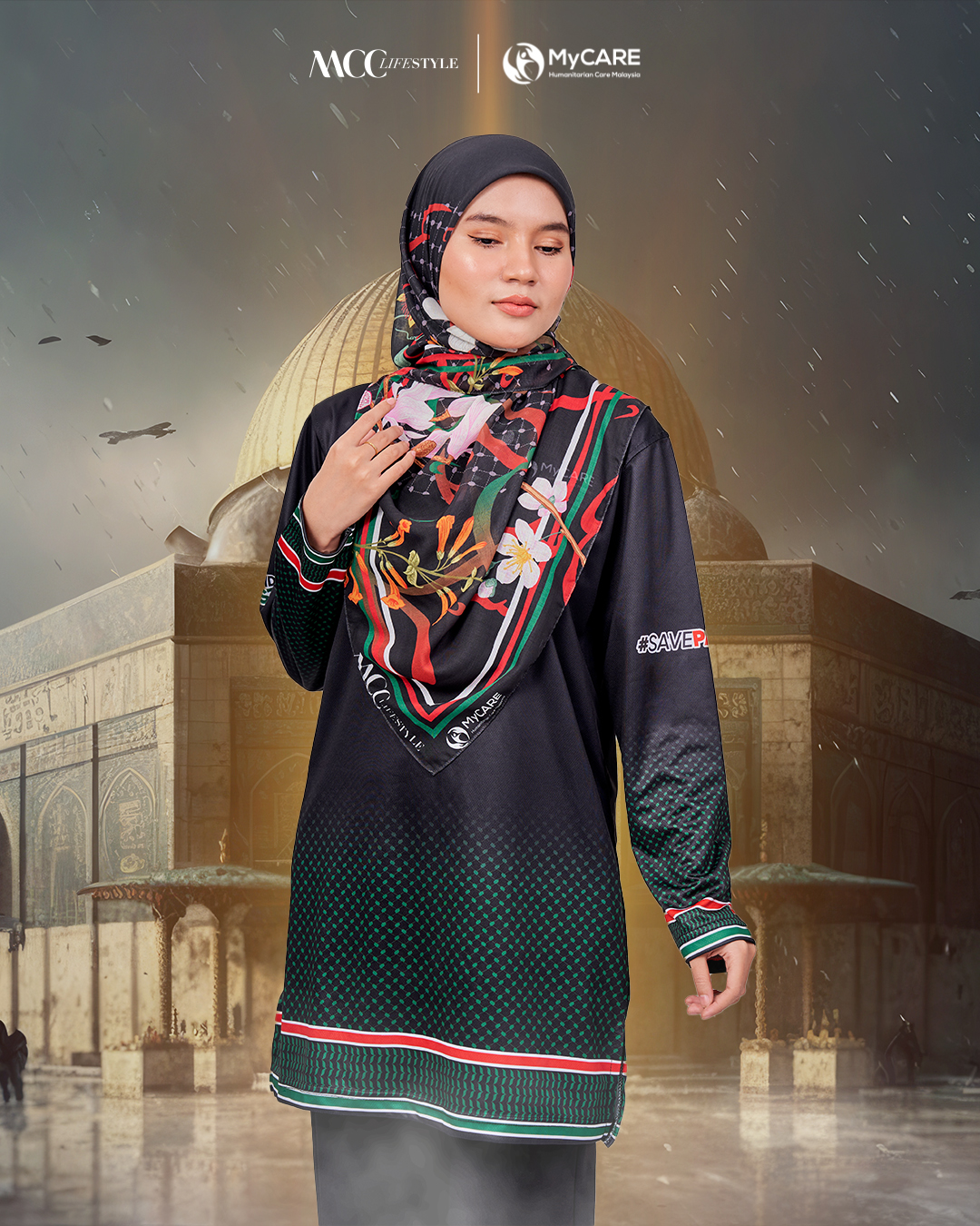 Muslimah Jersey MCC Lifestyle X MyCare - Keffiyeh Palestine