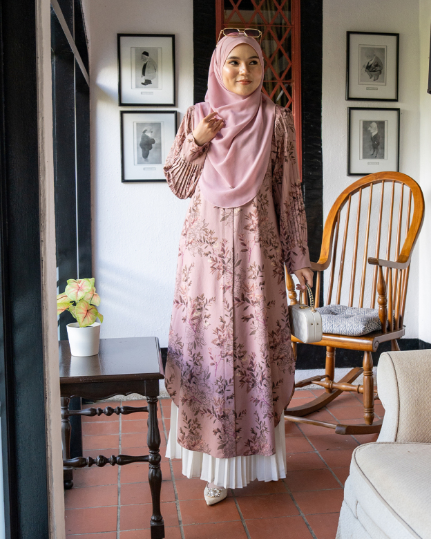 Medi Dress Pleated Lyra - Jasmine Pink Nude