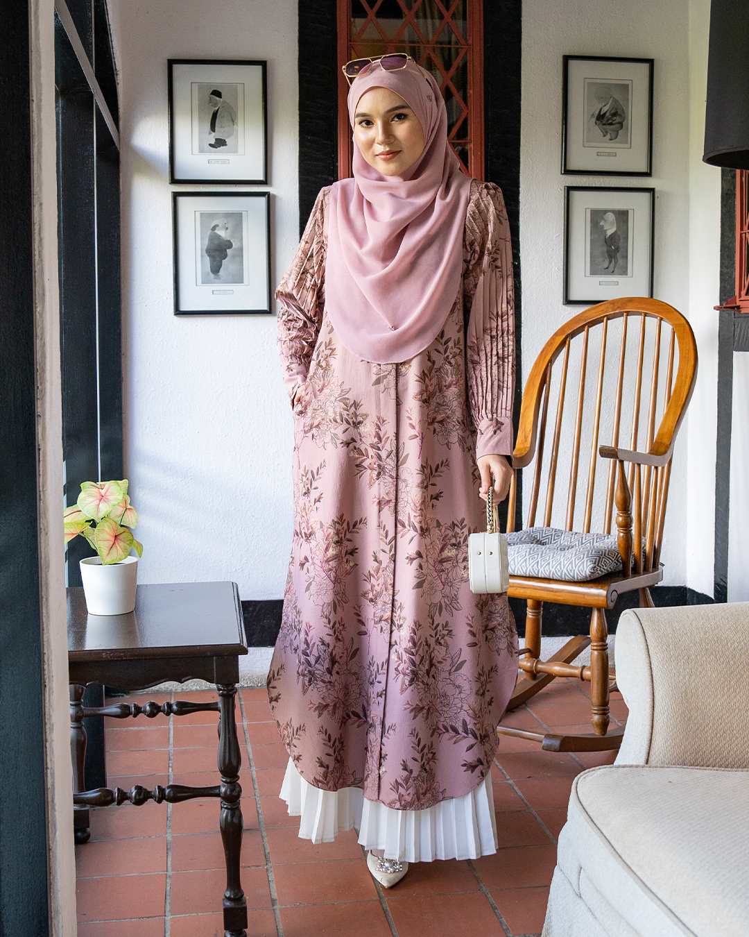 Medi Dress Pleated Lyra - Jasmine Pink Nude