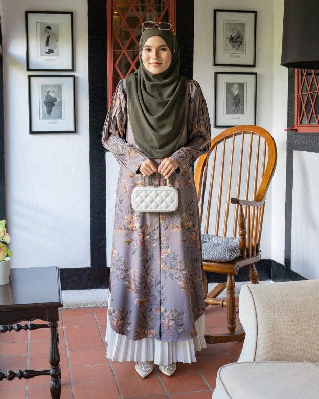 Medi Dress Pleated Lyra - Jasmine Seal Grey