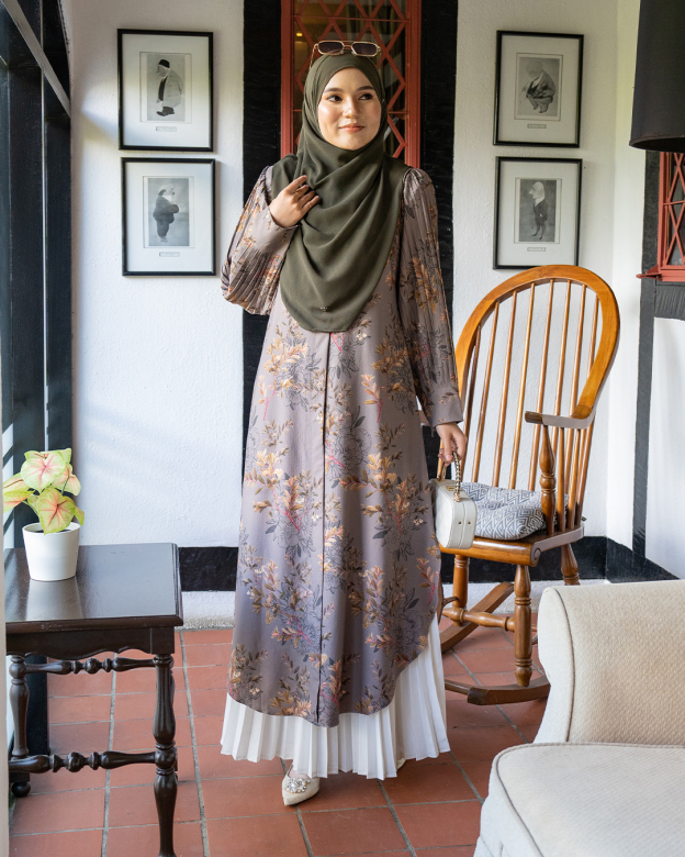 Medi Dress Pleated Lyra - Jasmine Seal Grey