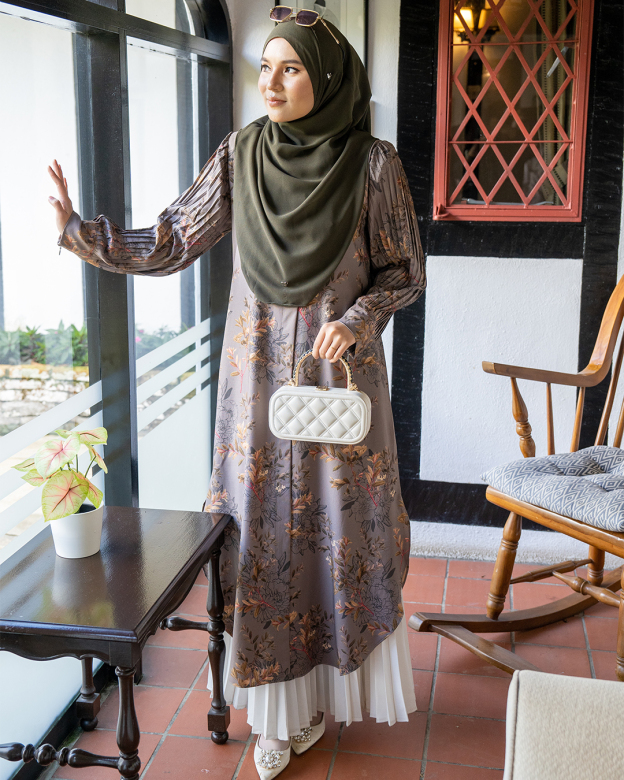 Medi Dress Pleated Lyra - Jasmine Seal Grey