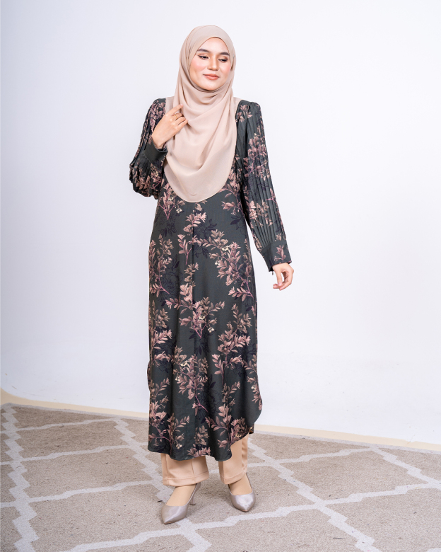 Medi Dress Pleated Lyra - Jasmine Army Green