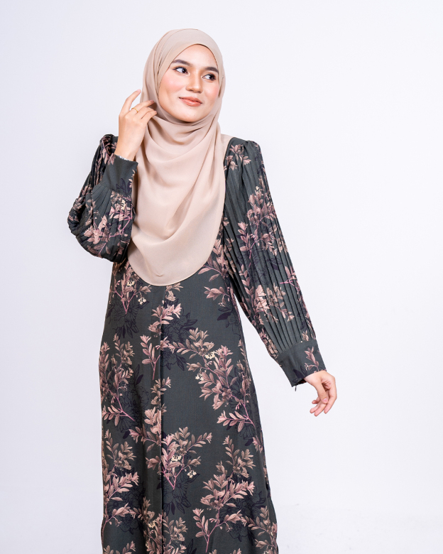 Medi Dress Pleated Lyra - Jasmine Army Green
