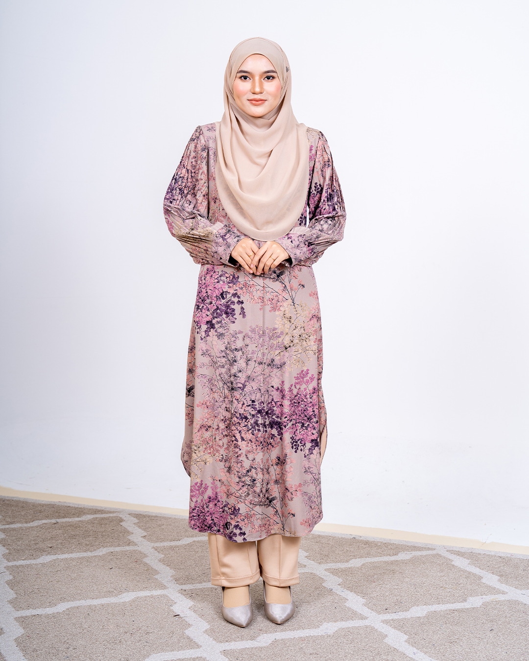 Medi Dress Pleated Lyra - Sakura Khaki Ash
