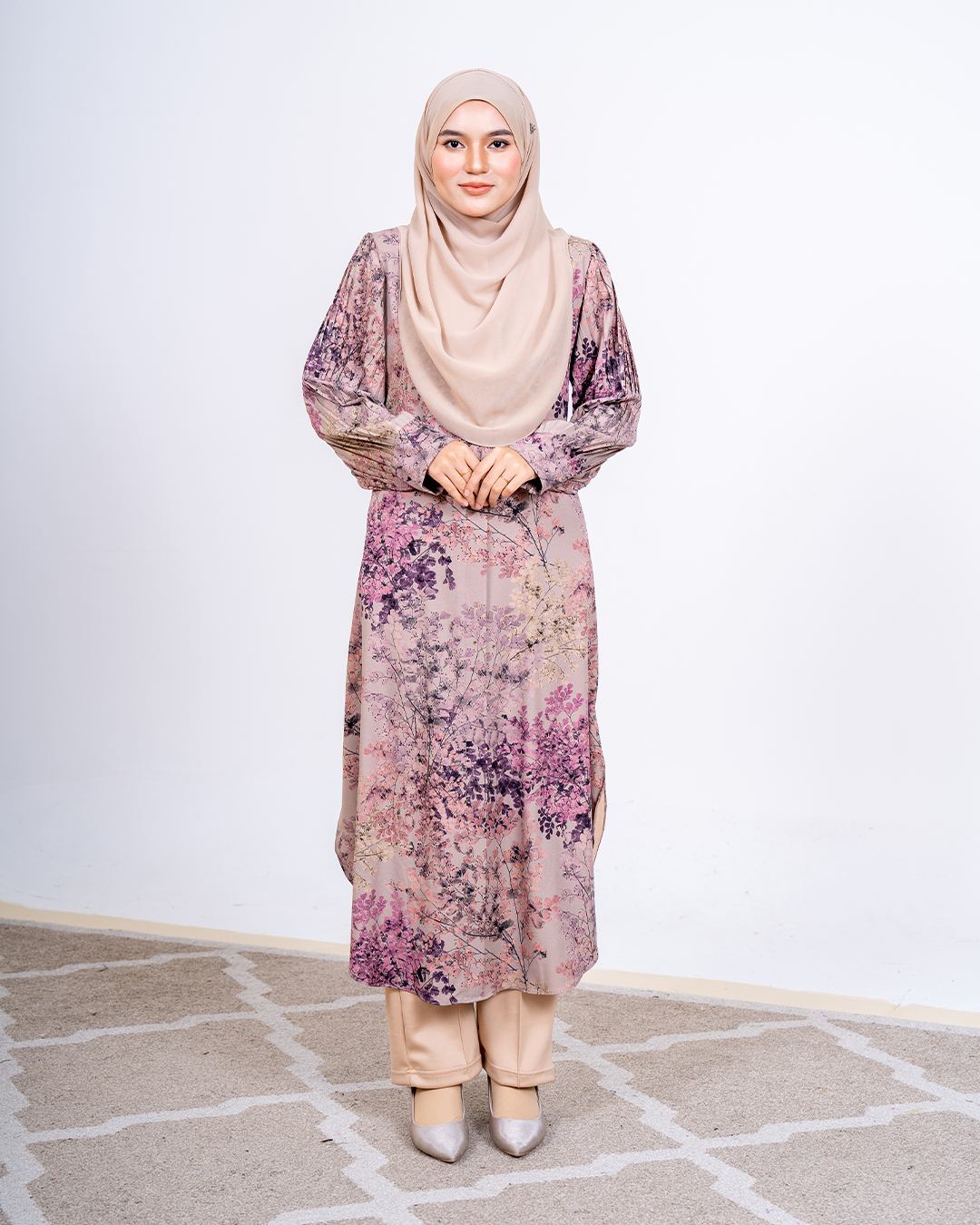 Medi Dress Pleated Lyra - Sakura Khaki Ash
