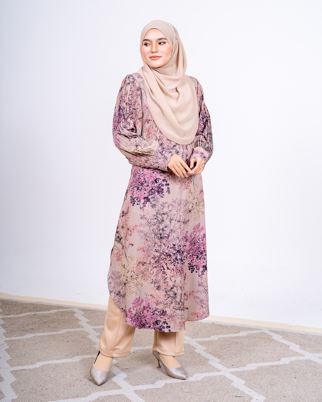 Medi Dress Pleated Lyra - Sakura Khaki Ash