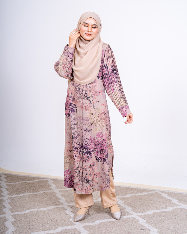 Medi Dress Pleated Lyra - Sakura Khaki Ash