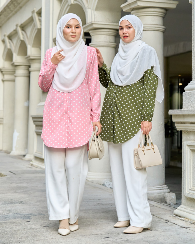 Blouse Nazifa - Polka Flamingo