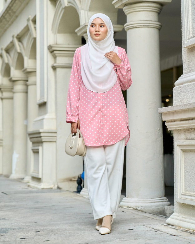 Blouse Nazifa - Polka Flamingo