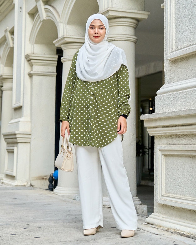 Blouse Nazifa - Polka Olive