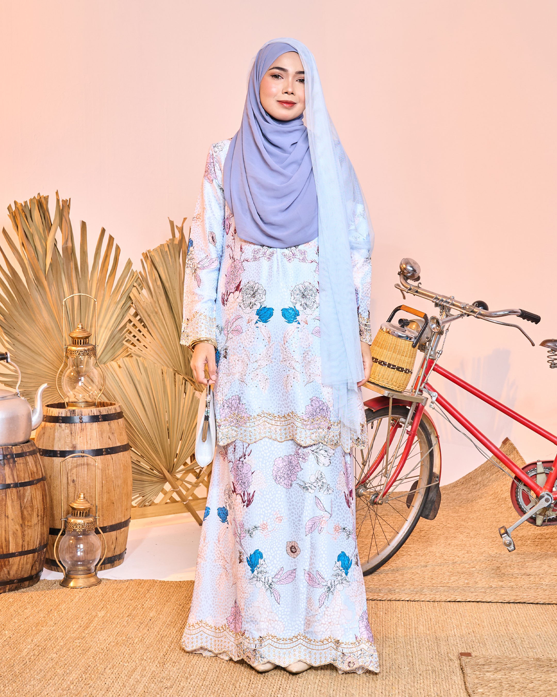Baju Kurung Sulam Diamante Aurelia Carnation