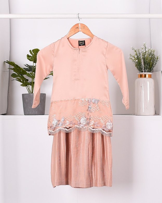 Baju Kurung Lace Pleated Aeni Kids - Gold Dust