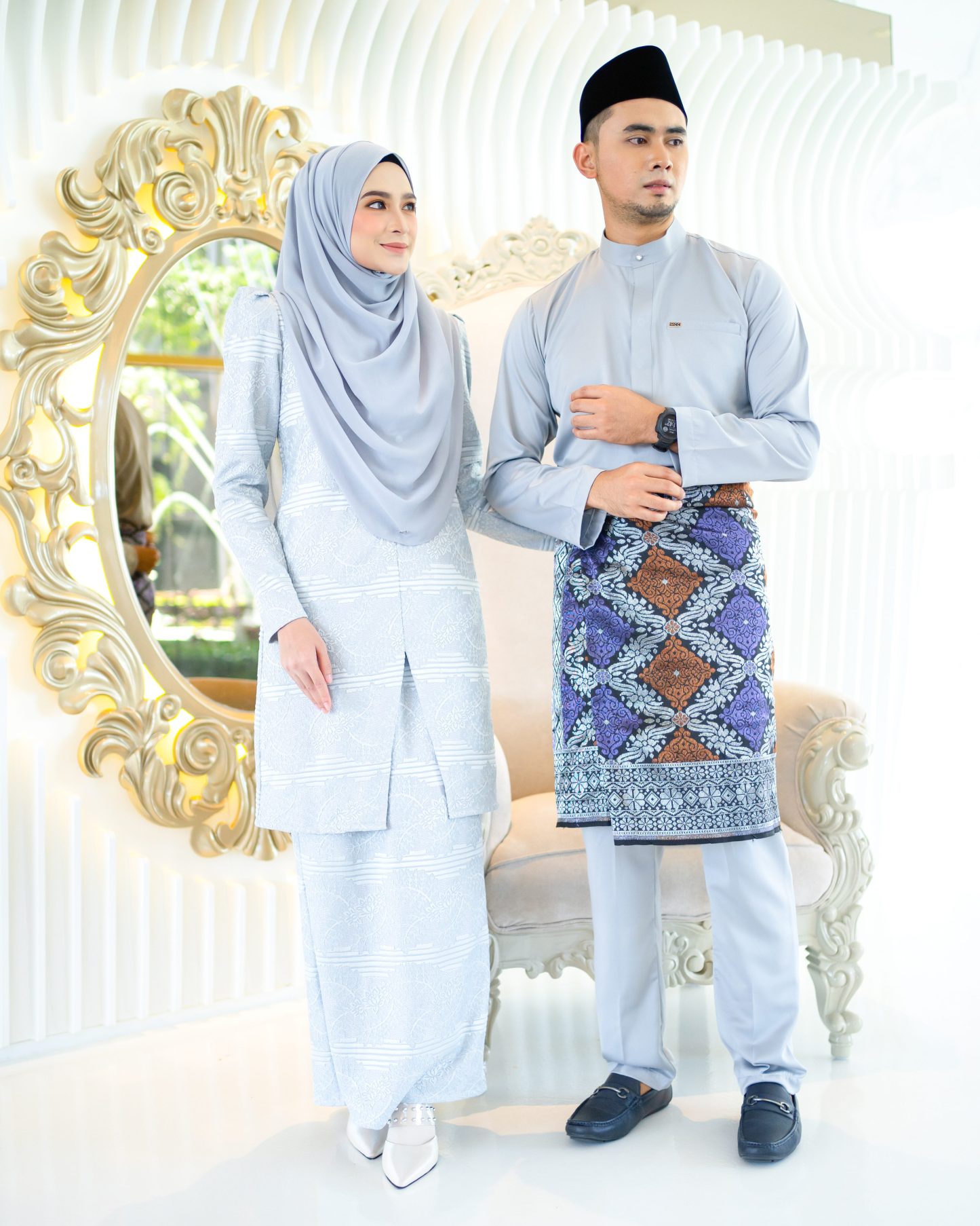 Baju Melayu Isa Slim Fit - Pewter Grey