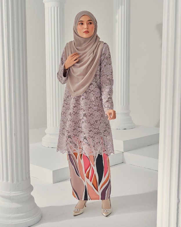 Baju Kurung Lace Alexa Senada