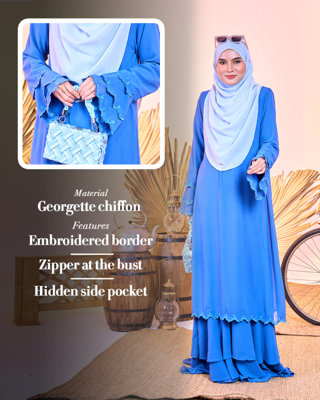 Abaya Chiffon Sulam Rossa