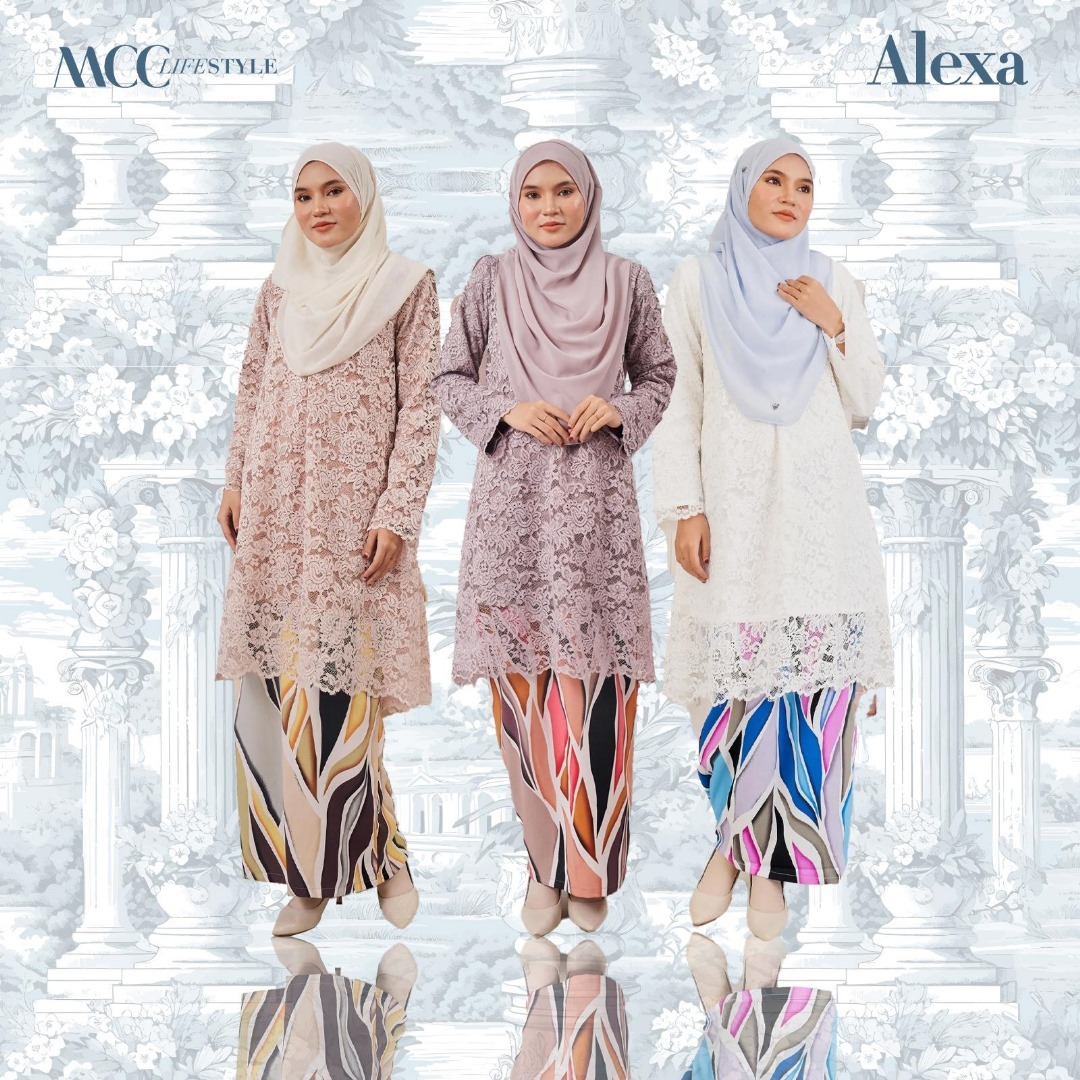 Baju Kurung Lace Alexa Senada