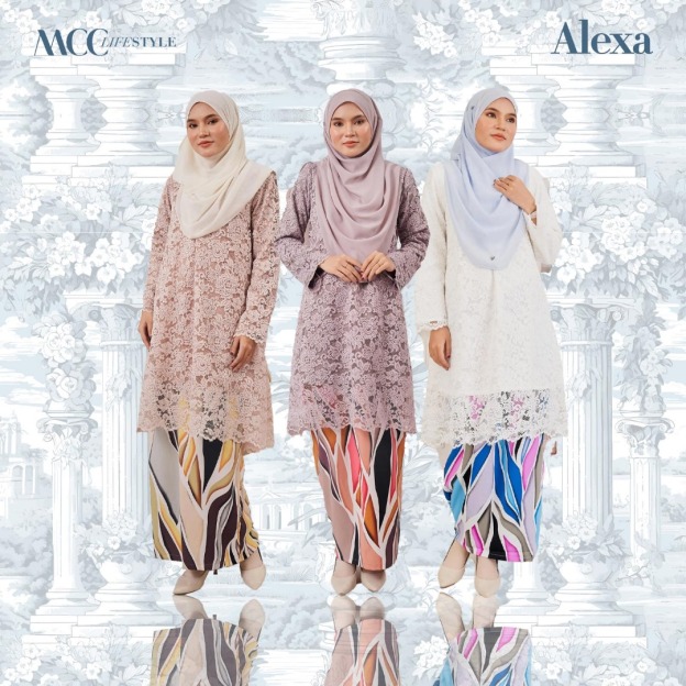 Baju Kurung Lace Alexa Senada
