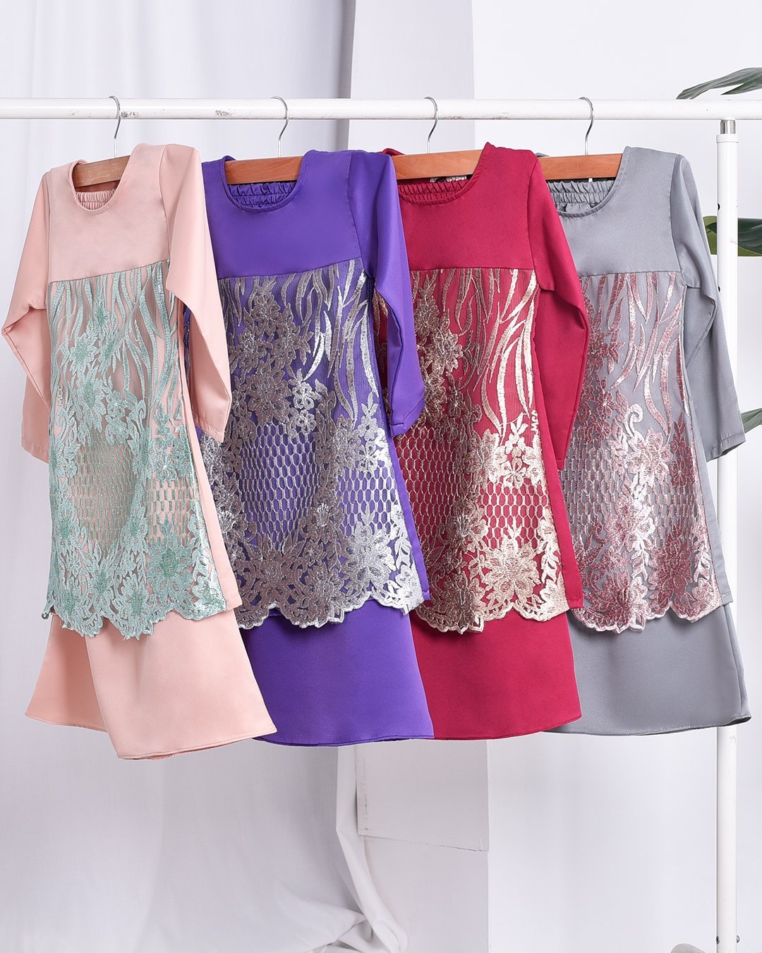 Baju Kurung Lace Anisa Kids - Grape Purple