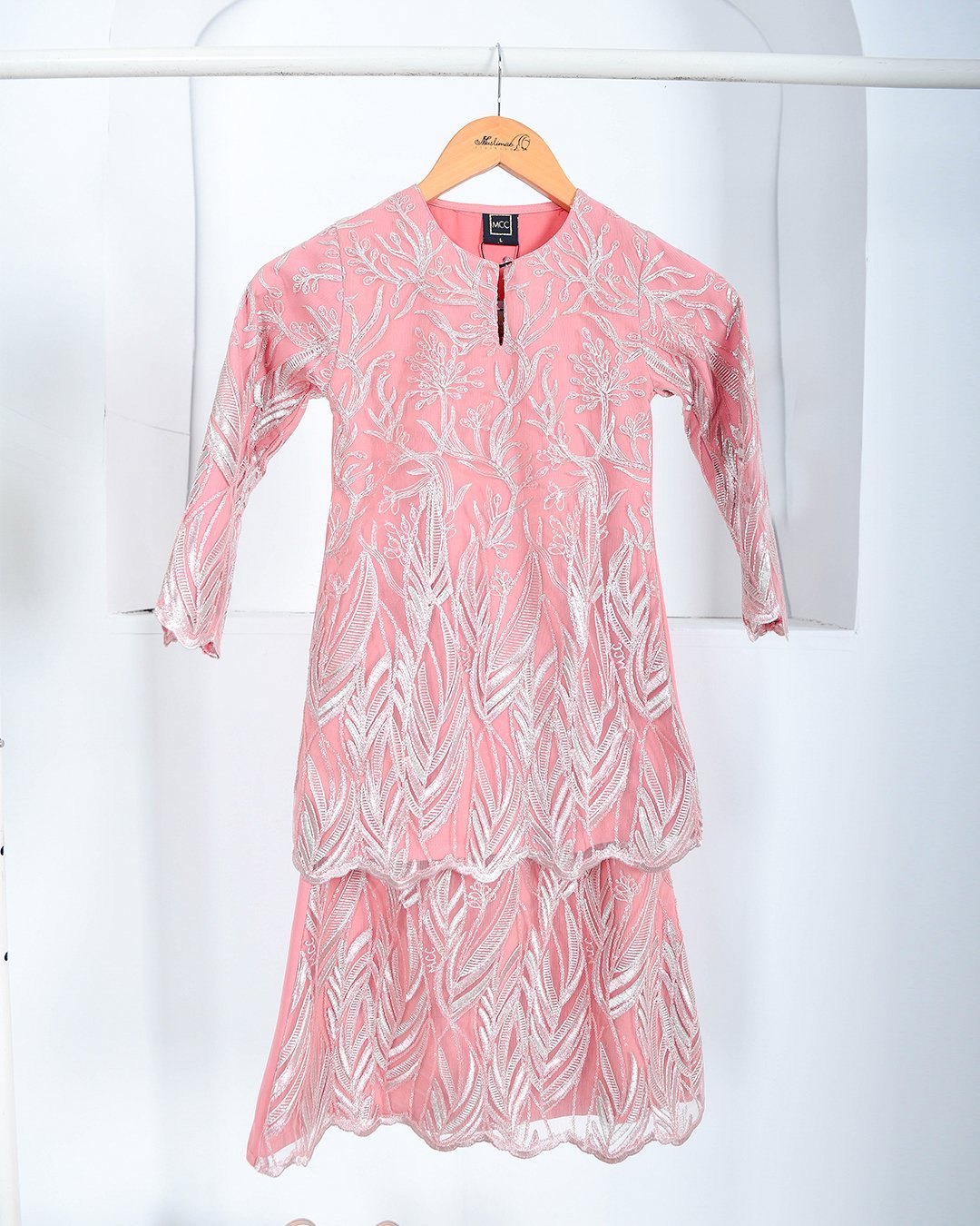 Baju Kurung Lace Ablaa Kids - Fresh Peach