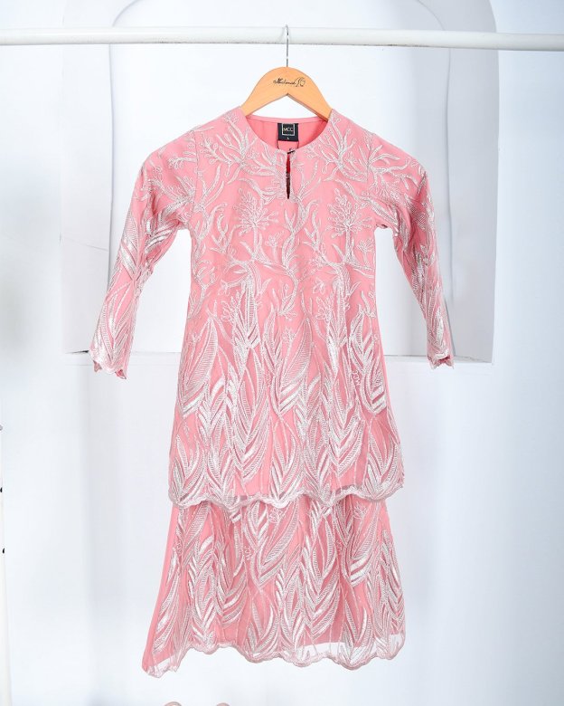 Baju Kurung Lace Ablaa Kids - Fresh Peach