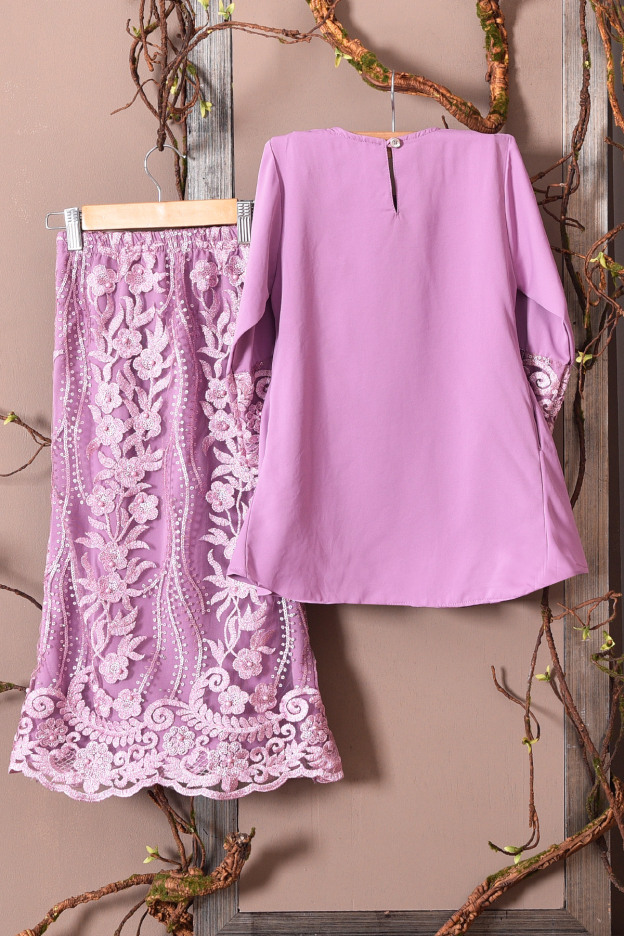 Baju Kurung Lace Avra Kids - Lilac Purple