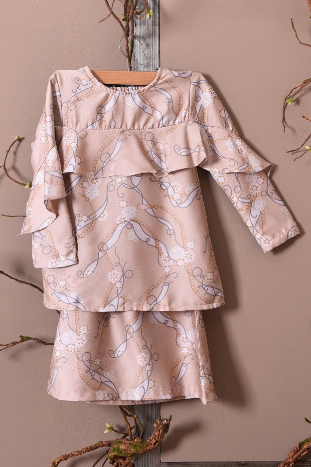 Baju Kurung Rosette Kids - Latte Brown