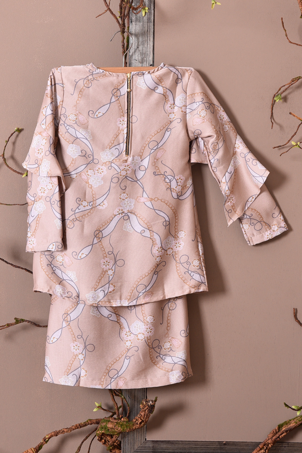 Baju Kurung Rosette Kids - Latte Brown