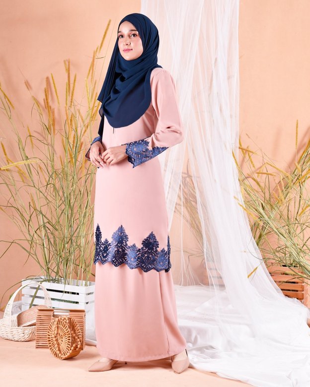 Baju Kurung Lace Royal Maya - Ice Peach