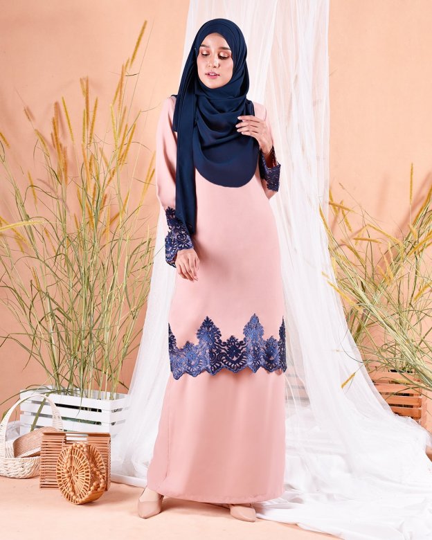 Baju Kurung Lace Royal Maya - Ice Peach