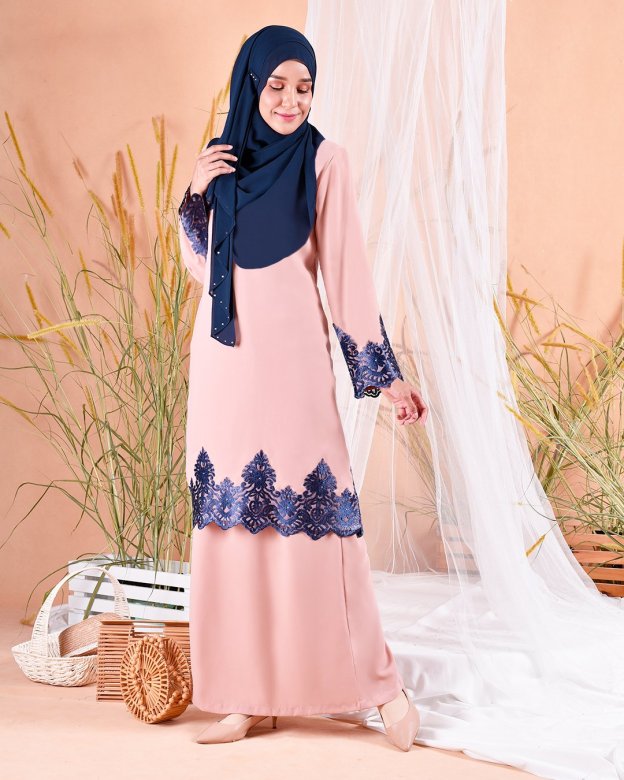Baju Kurung Lace Royal Maya - Ice Peach