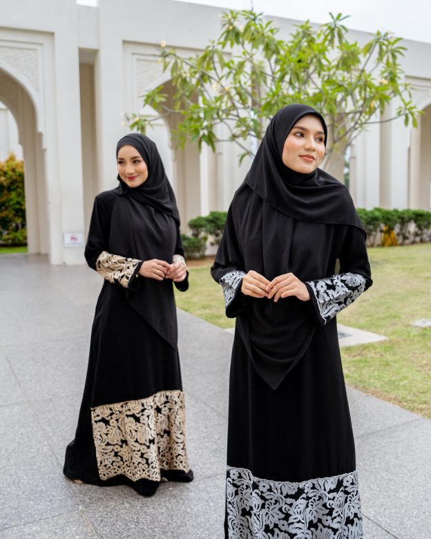 Abaya Lace Rifaya - Silver Black