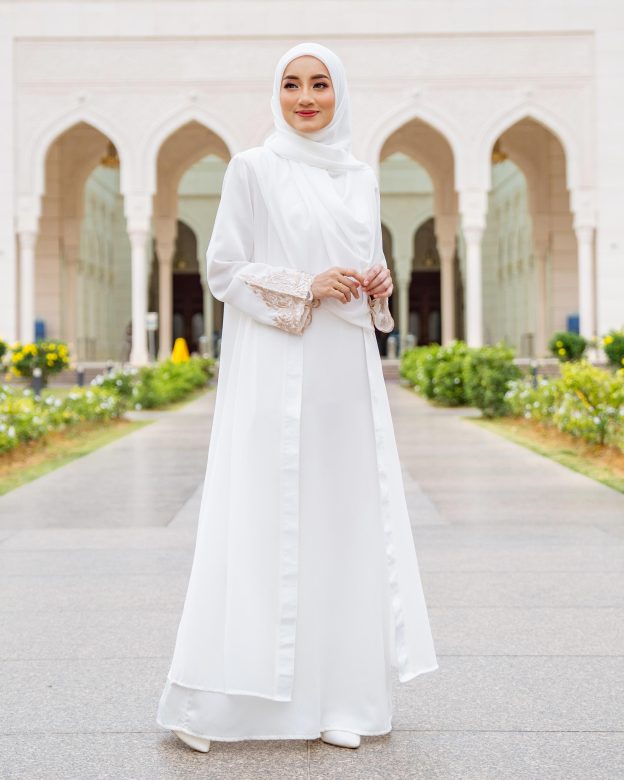 Abaya Cardi Lace Rizka - Off White
