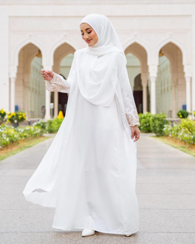Abaya Cardi Lace Rizka - Off White