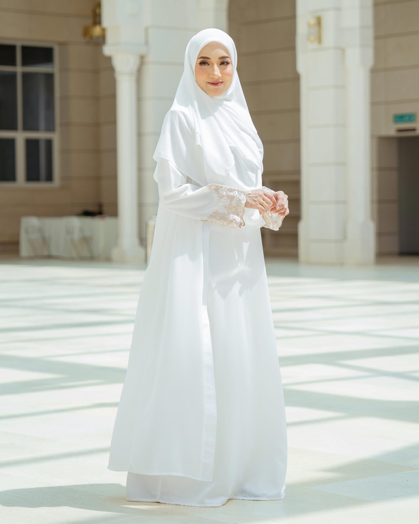Abaya Cardi Lace Rizka - Off White
