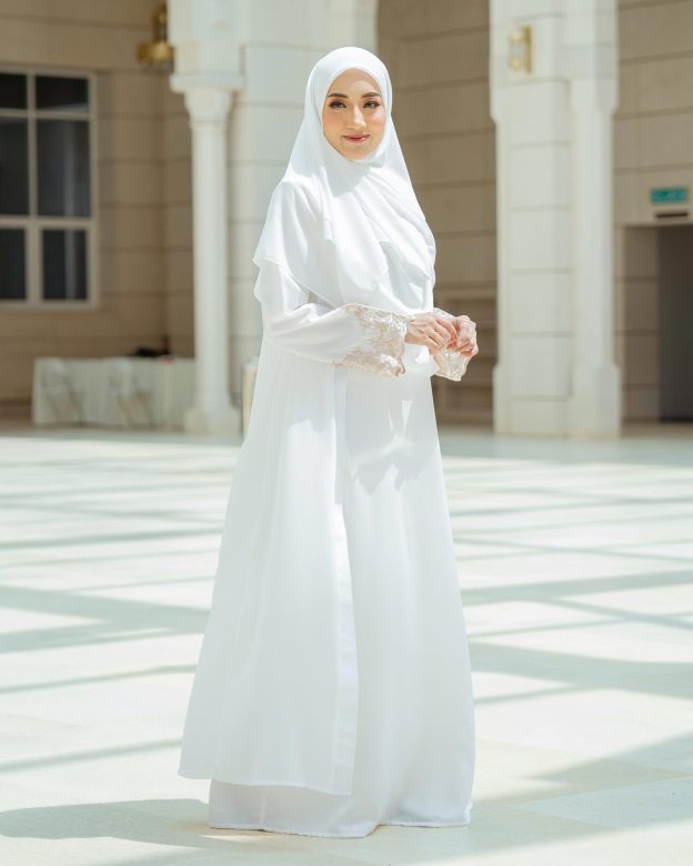 Abaya Cardi Lace Rizka - Off White