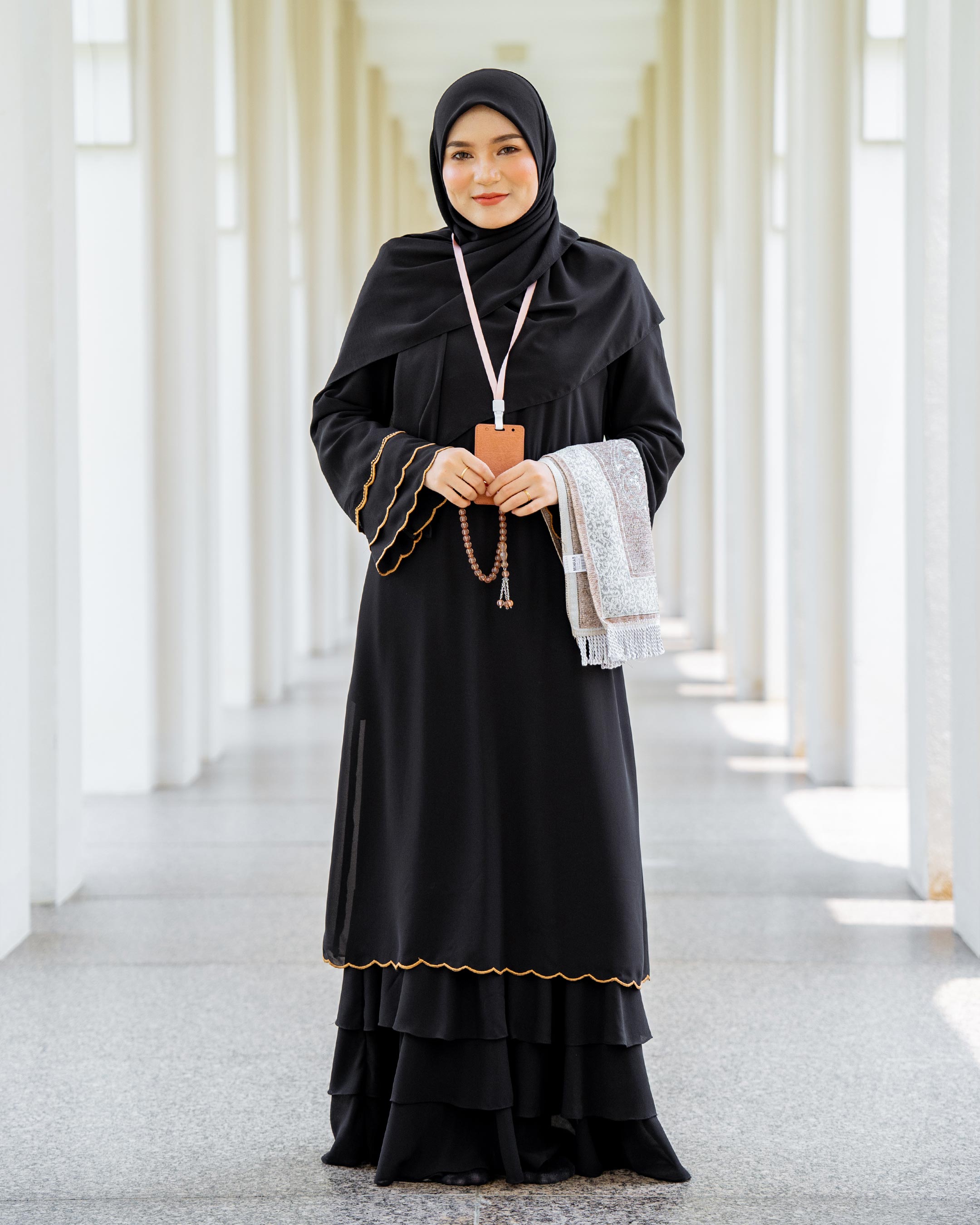 Abaya Chiffon Sulam Rossa