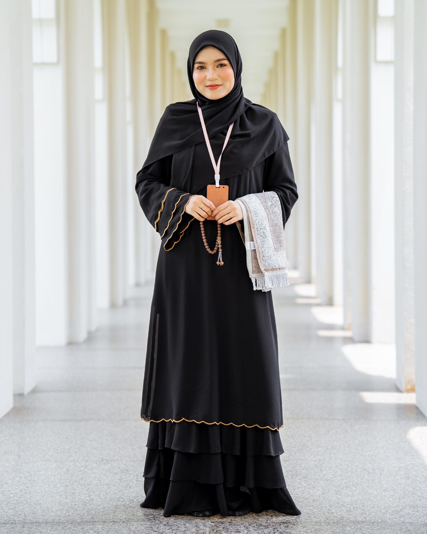 Abaya Chiffon Sulam Rossa