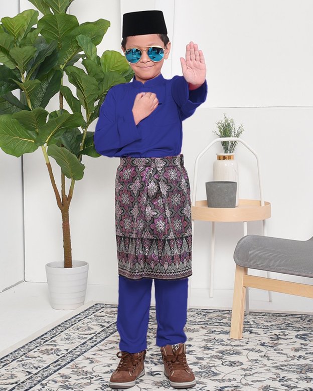 Baju Melayu Adam Regular Fit Kids - Royal Blue