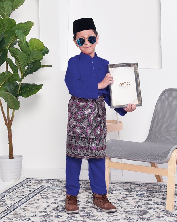 Baju Melayu Adam Regular Fit Kids - Royal Blue