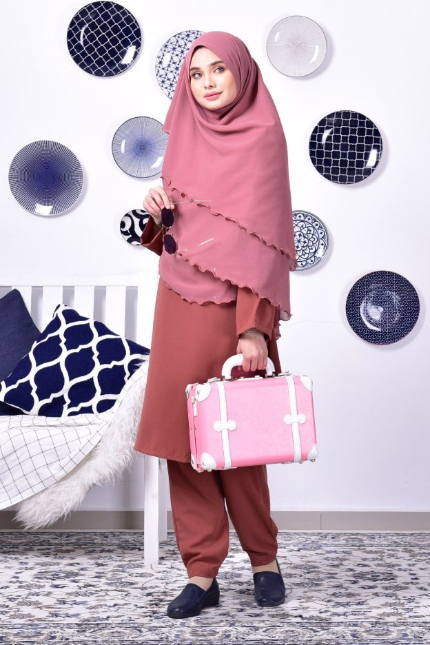 Jubah Seluar Safwa - Dusty Pink
