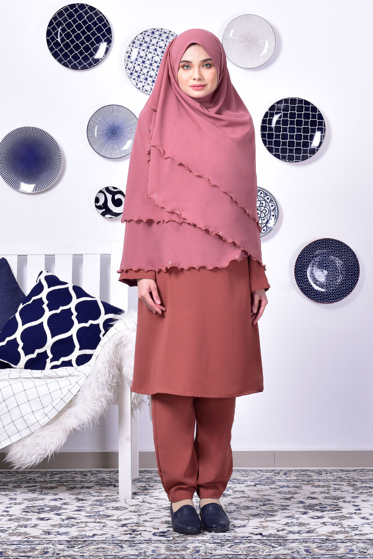 Jubah Seluar Safwa - Dusty Pink