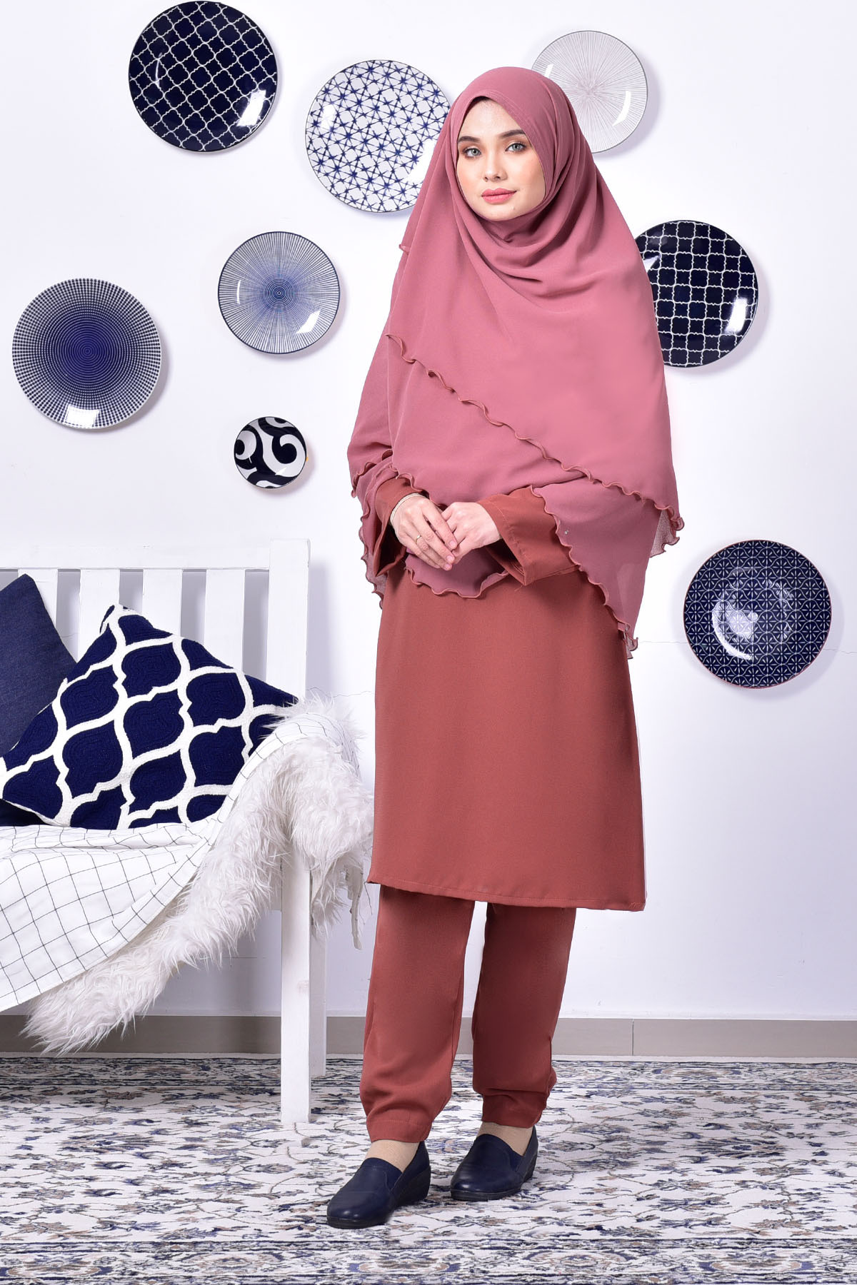 Jubah Seluar Safwa - Dusty Pink