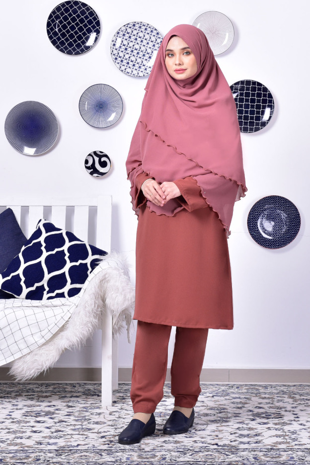 Jubah Seluar Safwa - Dusty Pink